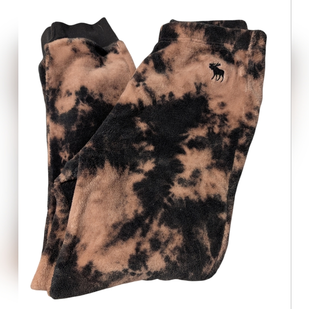 Abercrombie Kids Black and Brown Tie-Dye Sleepwear Fleece Pants Size 13/14